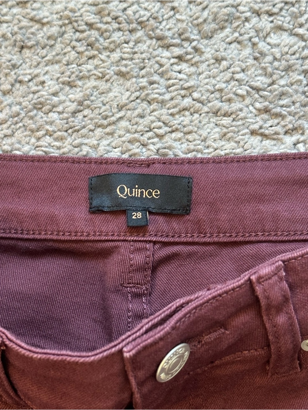 Quince Women’s Bella Stretch Straight Jeans Burgundy Wine 28 - Picture 6 of 8